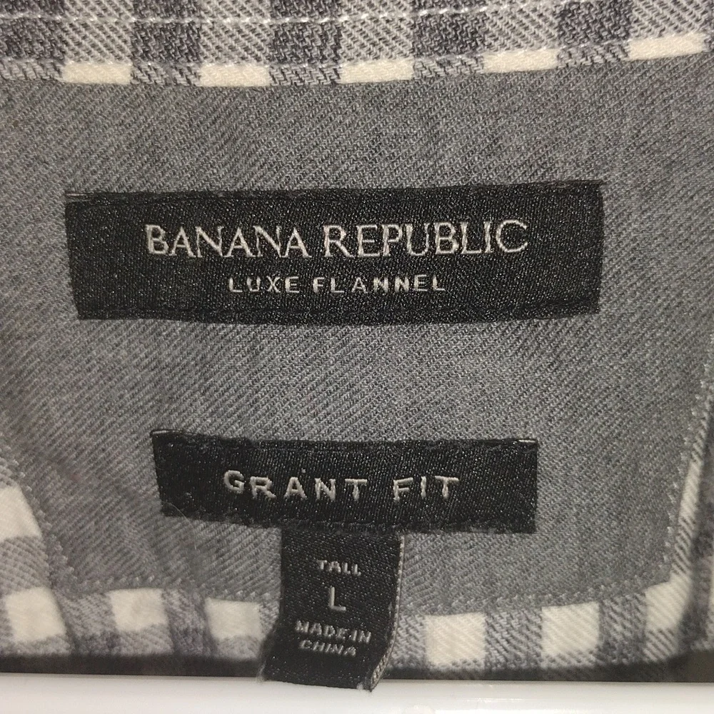 Banana Republic Luxe Flannel Grant Fit Plaid Long Sleeve 100% Cotton LT